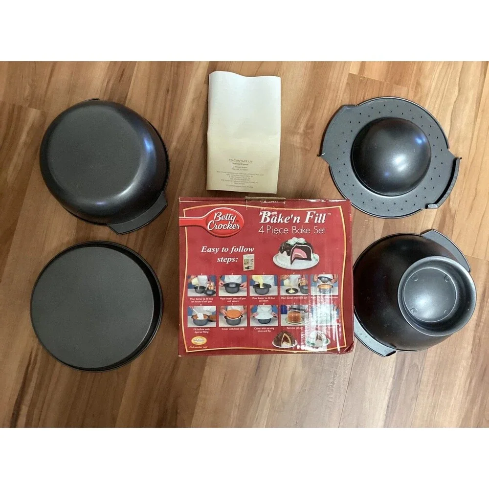 Betty Crocker Bake'n Fill 4 Piece Bake Set Dome Pan Recipes Instructions